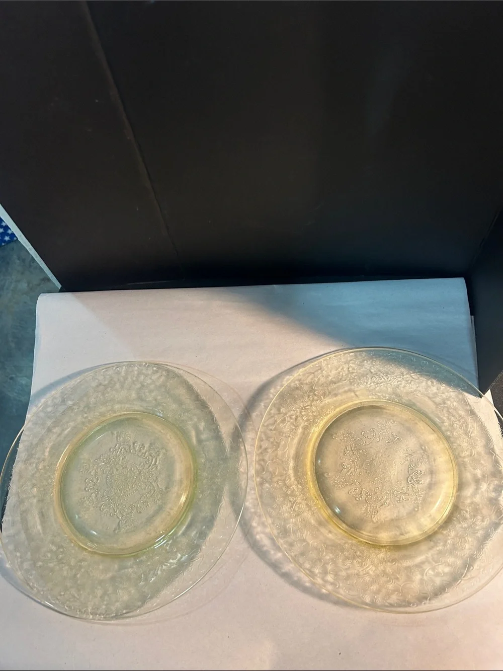 Hazel atlas yellow depression glass salad plates - Set of 2
